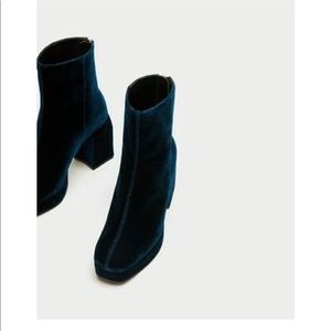 ZARA Midnight Blue Velvet Platforms